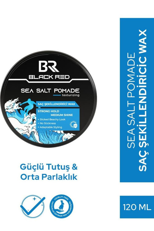 Black Red Sea Salt Pomade Saç Şekillendirici Mat Doğal Görünüm Sert Wax 120 Ml