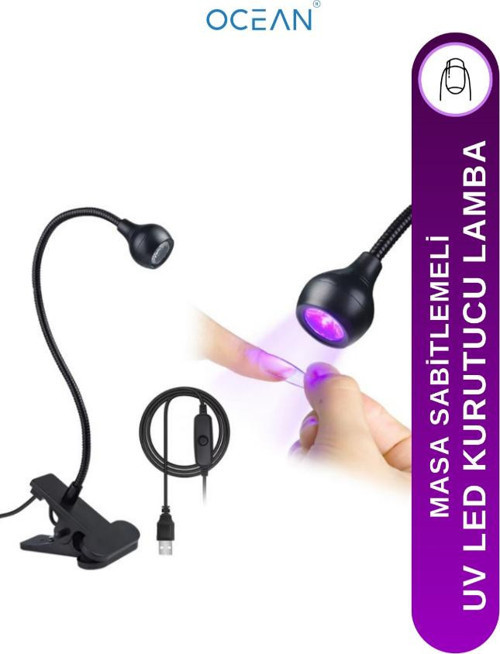 Ocean Mandallı USB Girişli 360 Derece Dönebilen UV Led Lambası Siyah ASU-938SIYAH