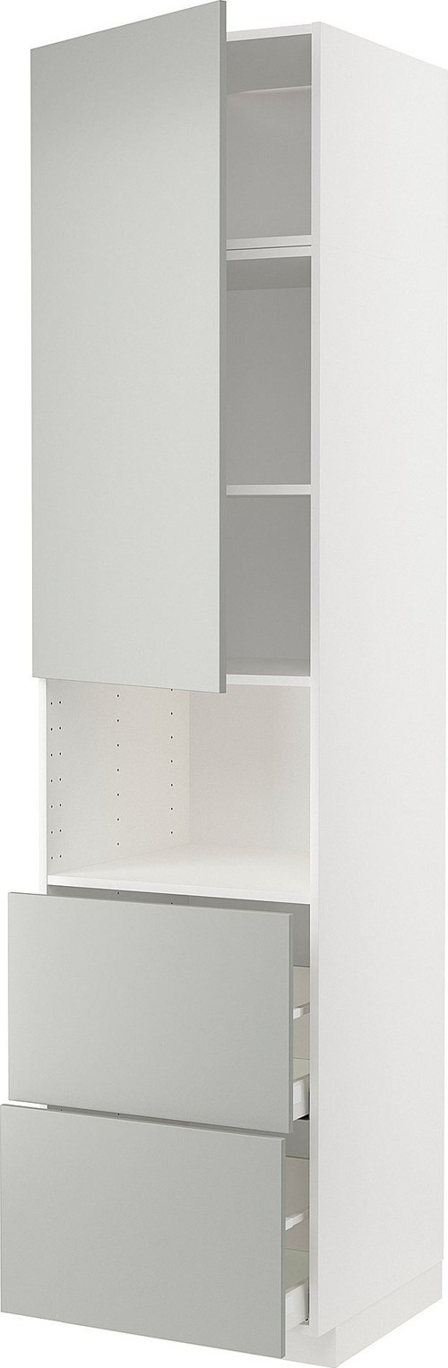 Mikrodalga fırın boy dolabı, HAVSTORP açık gri-koyu gri, 60x60x240 cm, 1 kapaklı, 2 çekmeceli ve 2 raflı