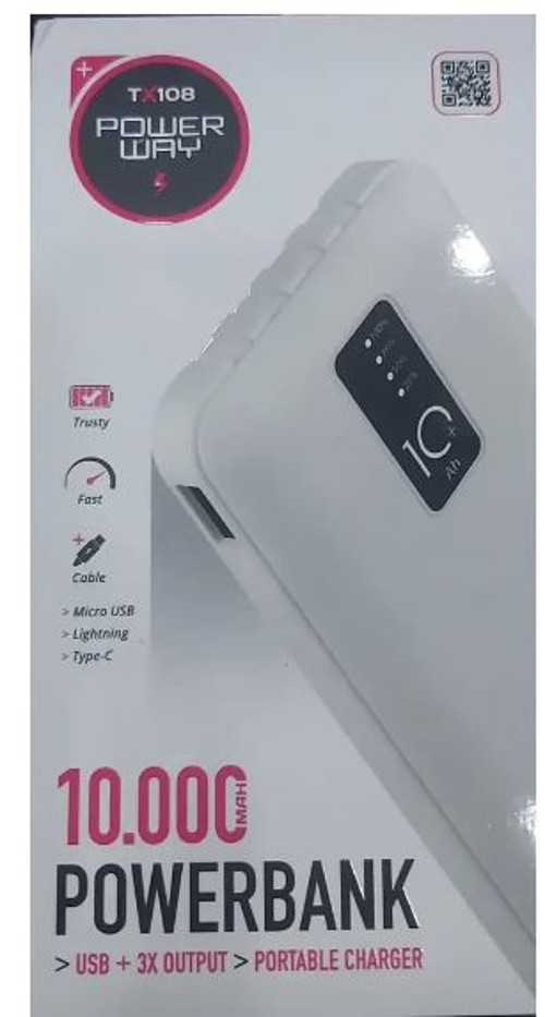 TX108 Dijital Göstergeli 4 Çıkışlı 10000 Mah Powerbank Siyah