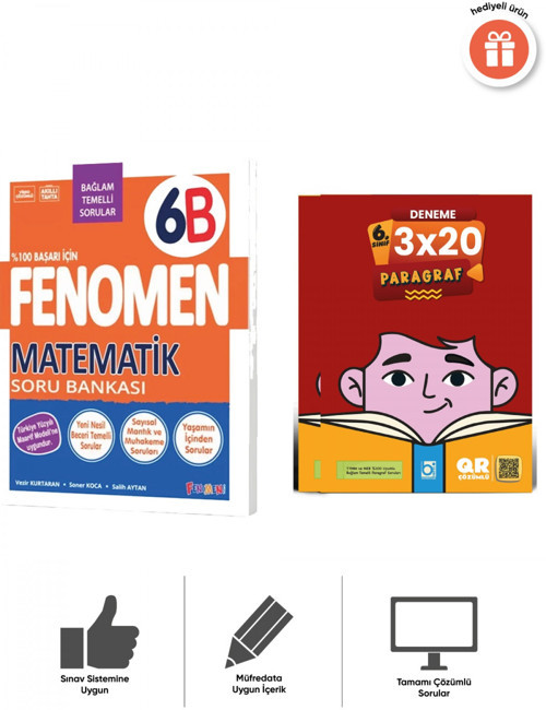 Fenomen 2027 6. Sınıf Matematik B Soru Bankası Ve 3x20 Paragraf Deneme Bigelio Yayıncılık