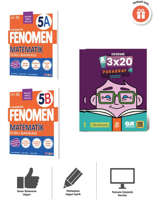 Fenomen 2027 5. Sınıf Matematik A + B Soru Bankası Ve 3x20 Paragraf Deneme Seti Bigelio Yayıncılık