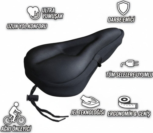 Ultra Yumuşak Jelli Bisiklet Sele Kılıfı - Büyük Boy Ergonomik Jel Dolgulu Sele Kılıfı
