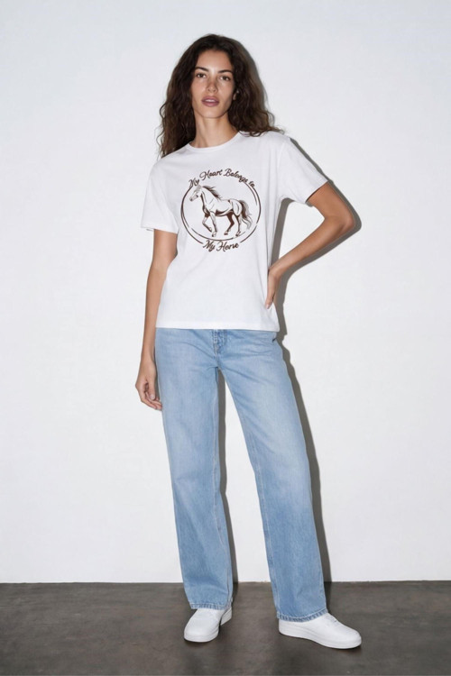 26Ytsh02289 Kadın Baskı Ve Nakış Detaylı T-Shirt