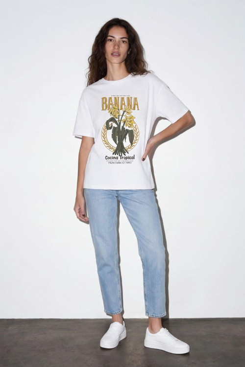26Ytsh02325 Kadın Baskı Detaylı T-Shirt