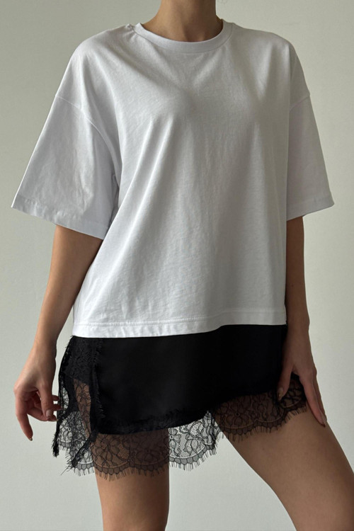 26Ytsh01597 Kadın Asimetrik T-Shirt