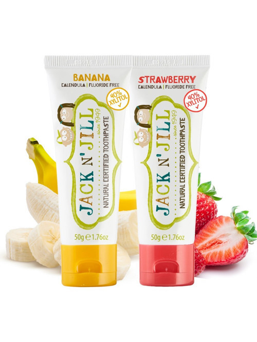 Jack N' Jill Doğal Sertifikalı Diş Macunu Muz & Çilek 2X50G Organik ve Hassas Diş Etleri İçin