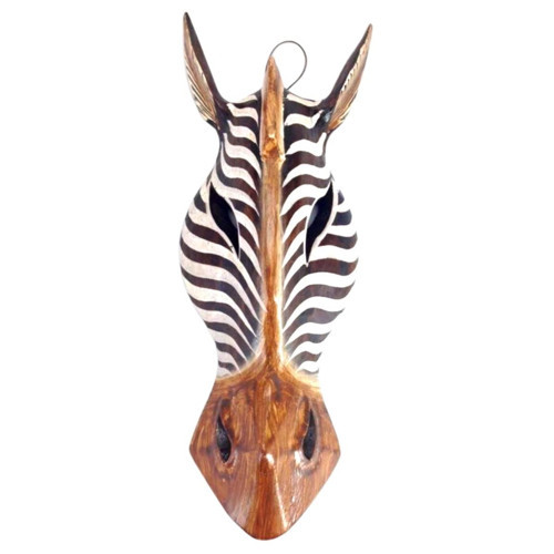 Ahşap Zebra Mask Dekoratif Duvar Dekoru 30 cm