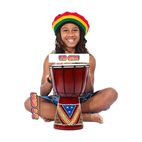 Djembe Davul Darbuka Renkli Afrika El Yapımı 25cm Çocuk Bongo Kongo No.2