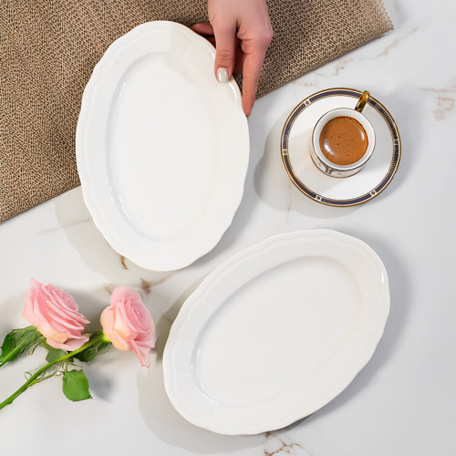 4450 Porselen Kayık Tabak Seti - Oval Kahvaltılık Sunumluk Seti 25cm