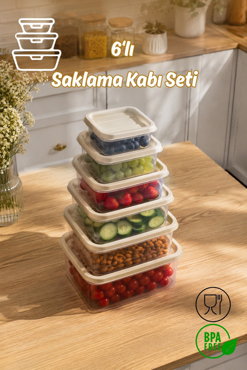SA-645 6 Adet 12 Parça Derin Dondurucu Mikrodalga Saklama Kabı - Çok Amaçlı Erzak Saklama Kabı Seti