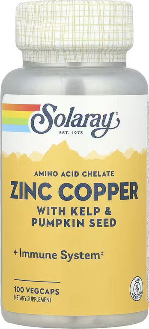 Solaray Zinc Copper with Kelp & Pumpkin Seed Iodine 100 VegCaps