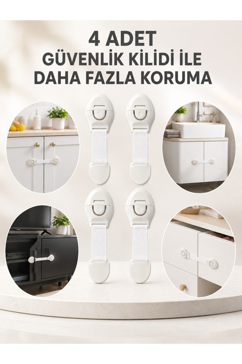 4'lü Esnek Kayışlı Çocuk Güvenlik Kilidi Pratik ve Güvenli Kullanım