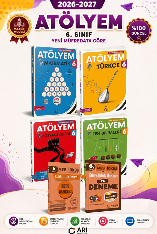 Arı Yayıncılık 6. Sınıf Atölye Seti 4 Kitap + 6. Sınıf Bursluluk Sınav Seti Maarif Modeli