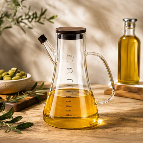 LM-0106 Serra Kapaklı Borosilikat Cam Yağlık Sirkelik Yağdanlık 1000ml