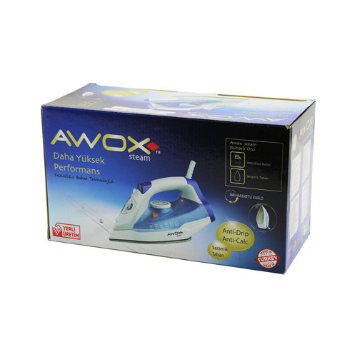 AKLLI85 Awox STEAM-1716 Buharlı Ütü Seramik Taban 2600W 360 Derece Dönebilen Kablo - 490ML Şeff
