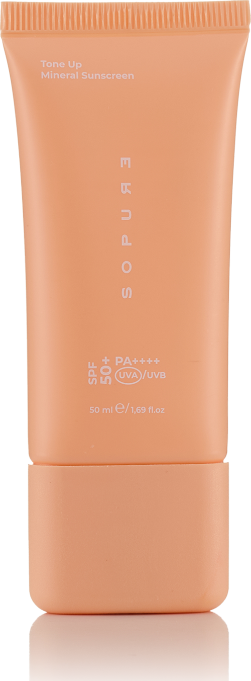 Tone Up Güneş Kremi-Cilt Tonu Eşitleyici, Pembe Tonlu, Aydınlatıcı %100 Mineral Filtreli, Alkolsüz ve Parfümsüz, Göz Yakmayan Güneş Koruyucu SPF50+ PA++++ 50 ML