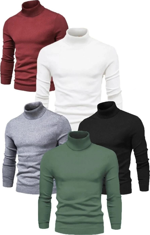 ERKEK 5 Adet Kaşkorse Boğazlı Full Likralı Fitilli Slimfit Body