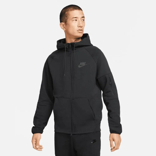 Sportswear Tech Essentials Erkek Siyah Tam Fermuarlı Kapüşonlu Üst