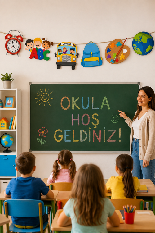 Okul Süsleri Uzar Süs 120x16 cm Okula Dönüş Sınıf Okul Açılışı Dekorasyon ve Etkinlik Süsü