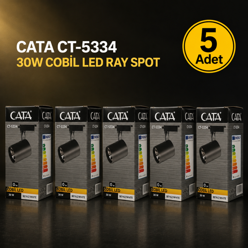 Castor CT-5334 30W LED Ray Spot 3200K Gün Işığı Siyah COB Mağaza Vitrin Aydınlatma 5 Adet