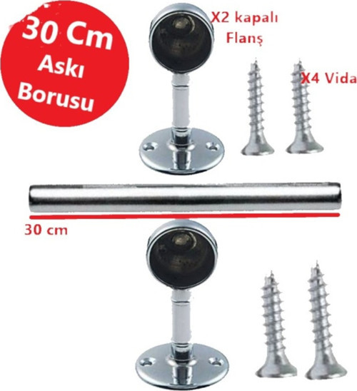 Dolap Içi 30 cm yuvarlak Elbise Askı Borusu, Tavan Askı Aparatı
