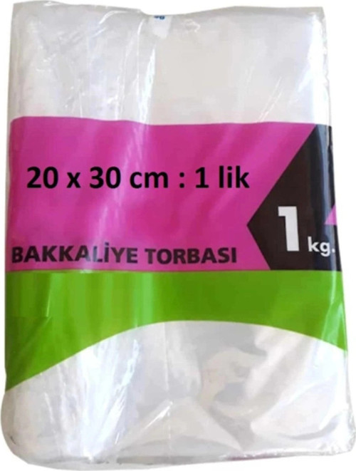Bakkaliye Naylon PE Torba 1'kg lık 20x30 cm 1 Paket (Takriben 360 Adet)