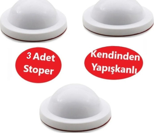 Silikon Kapı Stoperi Beyaz 3 Adet Tamponu Yapışkanlı Beyaz Kapı Kolu Stopu