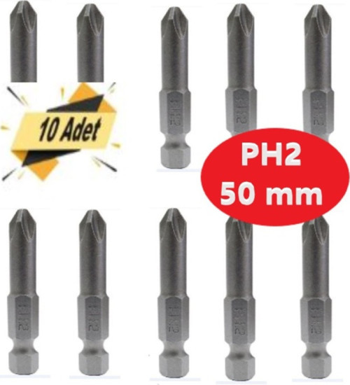 Bits Uç, Yıldız Matkap Ucu PH2X50 mm 10 Adet