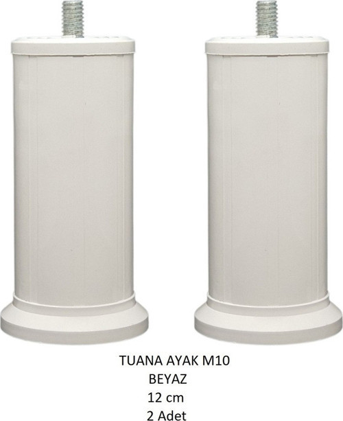 TUANA AYAK 12cm Cıvatalı M10 Beyaz (2 Adet)