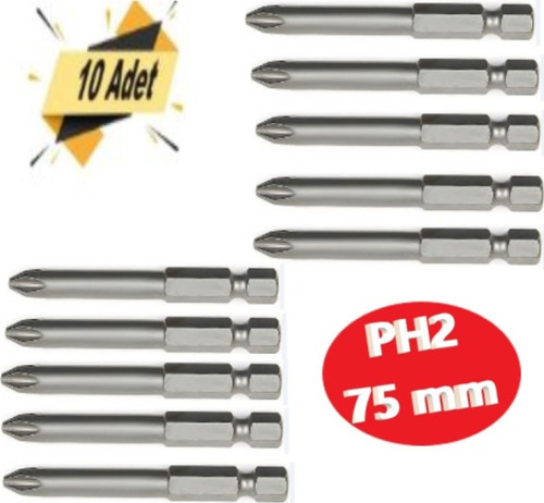 Bits Uç, Yıldız Matkap Ucu PH2X75 mm 10 Adet