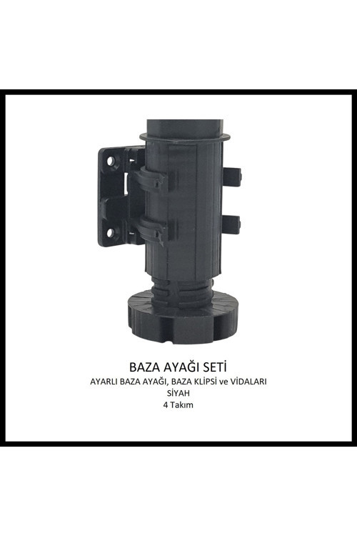 BAZA AYAĞI SETİ, 10 cm, Siyah, 4 Takım