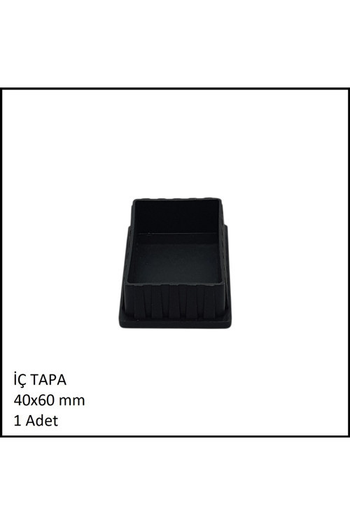 Plastik İç Tapa, Profil Tapası, Dikdörtgen, Siyah, 40x60 mm