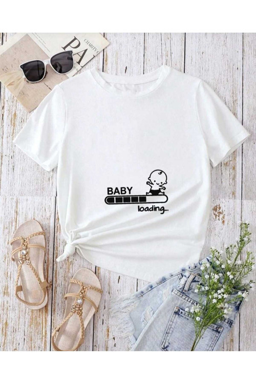 Malkoçbey Kadın Baby Loading... Baskılı Oversize Basic T-Şhirt