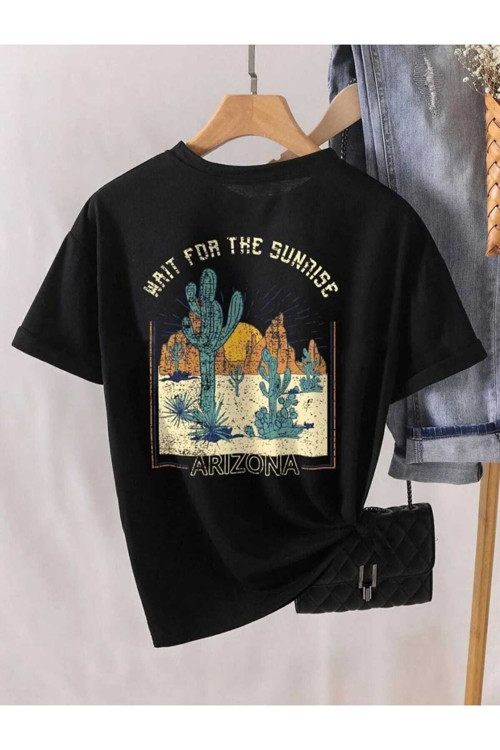 Arizona Baskılı Oversize Unisex Tişört Basic Günlük Stil