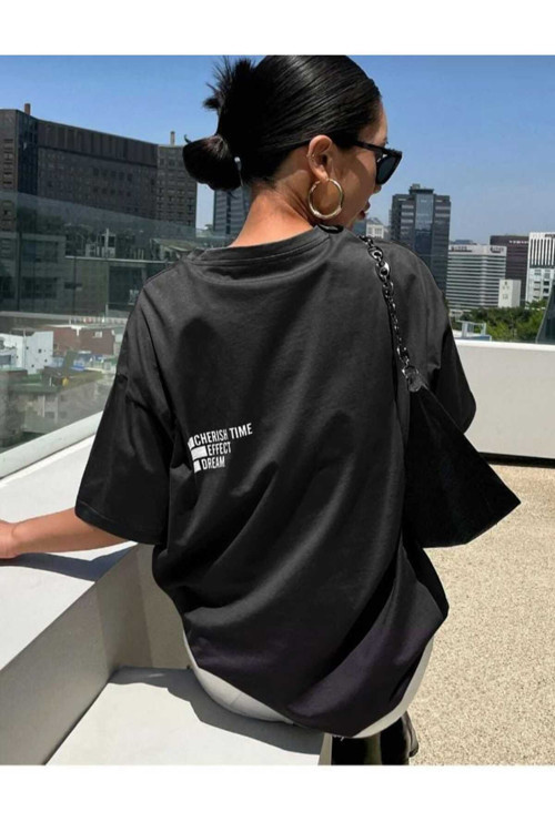 Malkoçbey Cherısh Tıme Baskılı Overisze Unisex Basic T-Şhirt