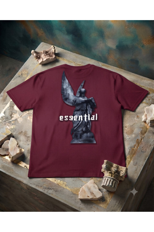 Kadın/Erkek Unisex Essential Heykel Baskılı Bisiklet Yaka Oversize Penye Tişört
