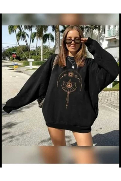 Malkoçbey Baskılı Oversize Unisex Swetşhirt