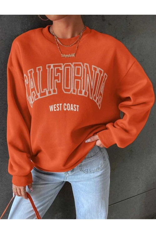 Calıfornıa Baskılı O Yaka Oversize Unisex Swetşhirt