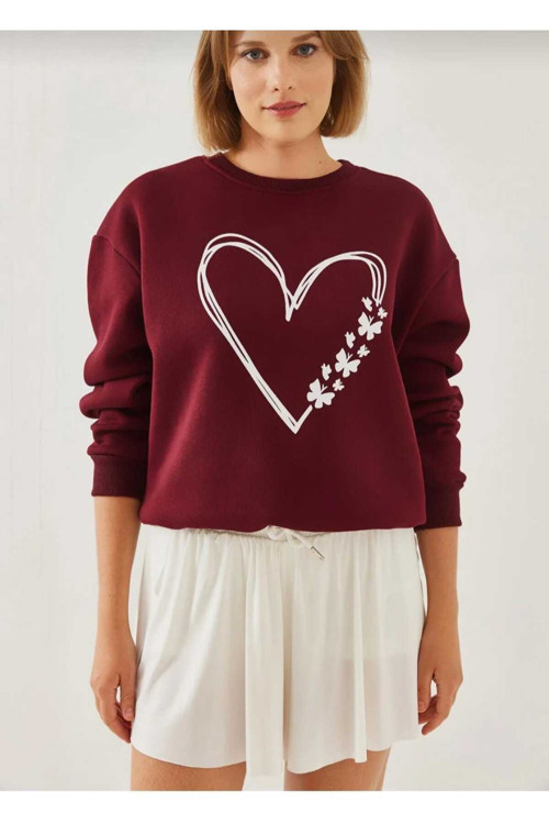 Malkoçbey Bordo Oyaka Oversize Unisex Swetşhirt