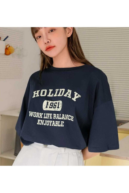 Malkoçbey Holıday Baskılı Oversize Unisex Basic T-Şhirt