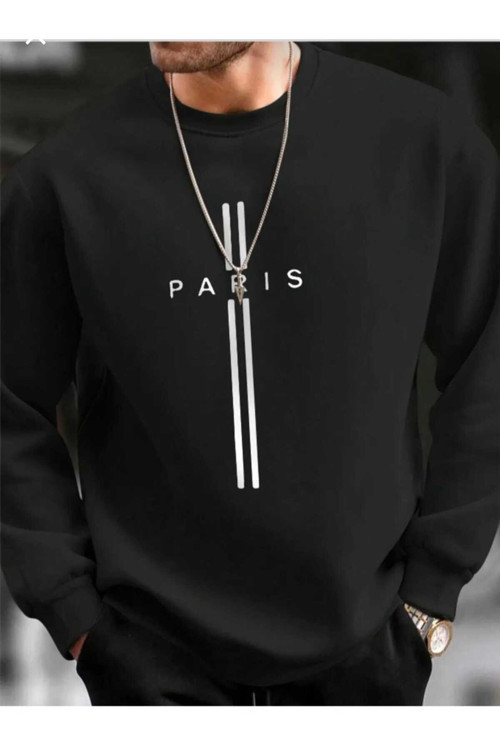 Paris Dikey Baskılı Oversize Unisex O Yaka Sweaşhirt