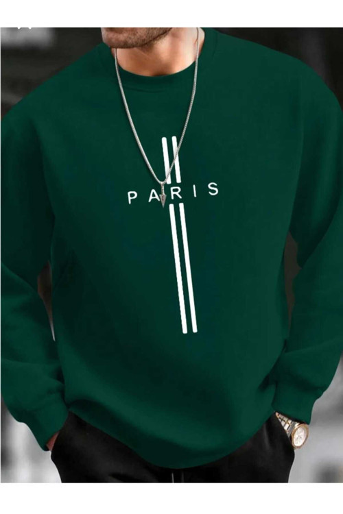 Paris Dikey Baskılı Oversize Unisex O Yaka Sweaşhirt