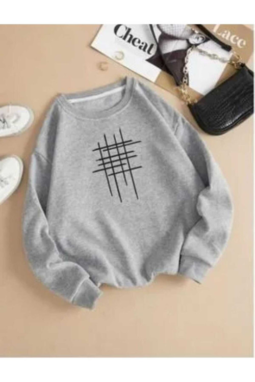 Baskılı Oyaka Unisex Oversize Sweatşhirt