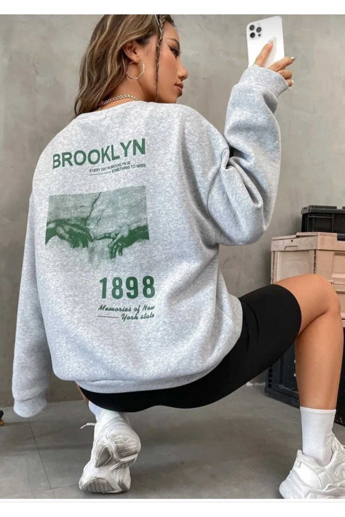 Baskılı Oyaka Unisex Oversize Sweatşhirt
