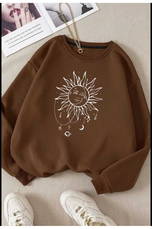 Malkoçbey O Yaka Baskılı Oversize Unisex Sweatşhirt