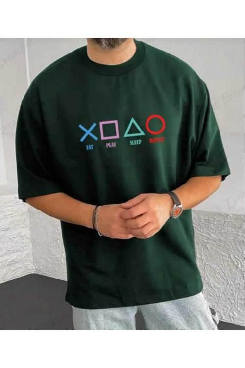 Malkoçbey Play Game Baskılı Oversize Unisex Basic T-Şihirt