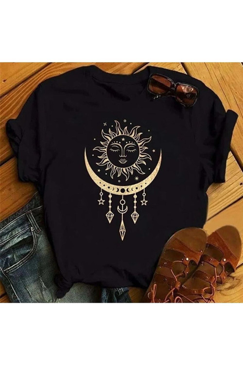 Ay Güneş Baskılı Oversıze Tshirt