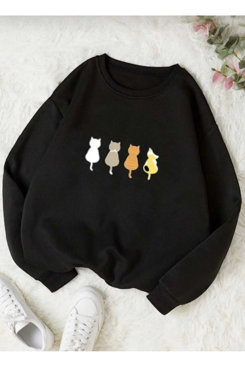 Malkoçbey Baskılı Oversize Unisex Swetşhirt