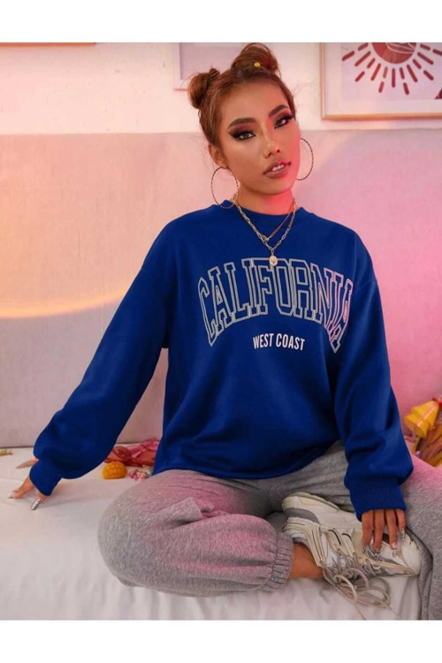 Calıfornıa Baskılı O Yaka Oversize Unisex Swetşhirt
